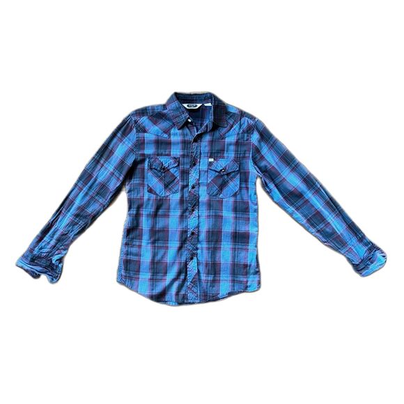 Salt Valley Western Pearl Snap Blue Gray Button Up Shirt Top  Mens Size Small - Picture 3 of 10